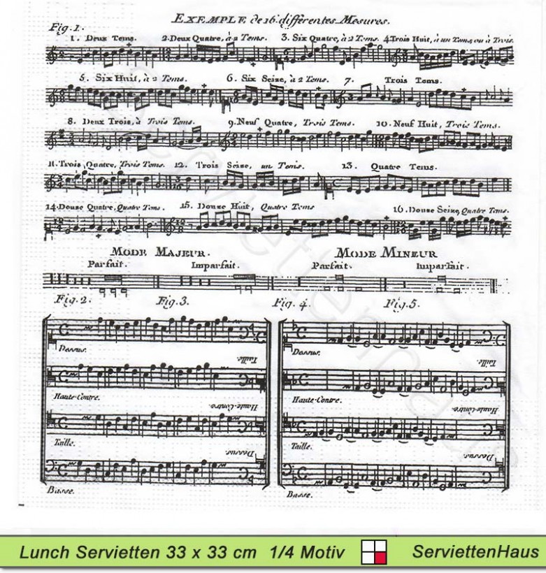 Musik Noten Adagio auf weiß - 1 Lunch Serviette